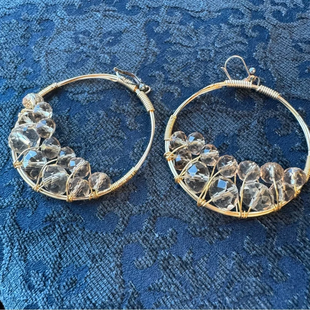 Rory Ashton beaded hoop earrings boutique brand latch closure earrings - Picture 9 of 11